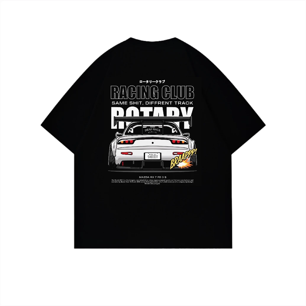 马自达RX7汽车印花夏季圆领青年纯棉短袖T恤个性美式宽松复古衫