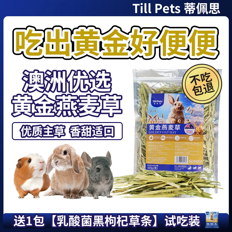 蒂佩思澳洲进口黄金燕麦草晒干兔子干草龙猫荷兰猪粮草粗纤维磨牙