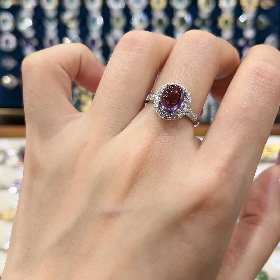 紫晶女款银S925镶嵌戒指