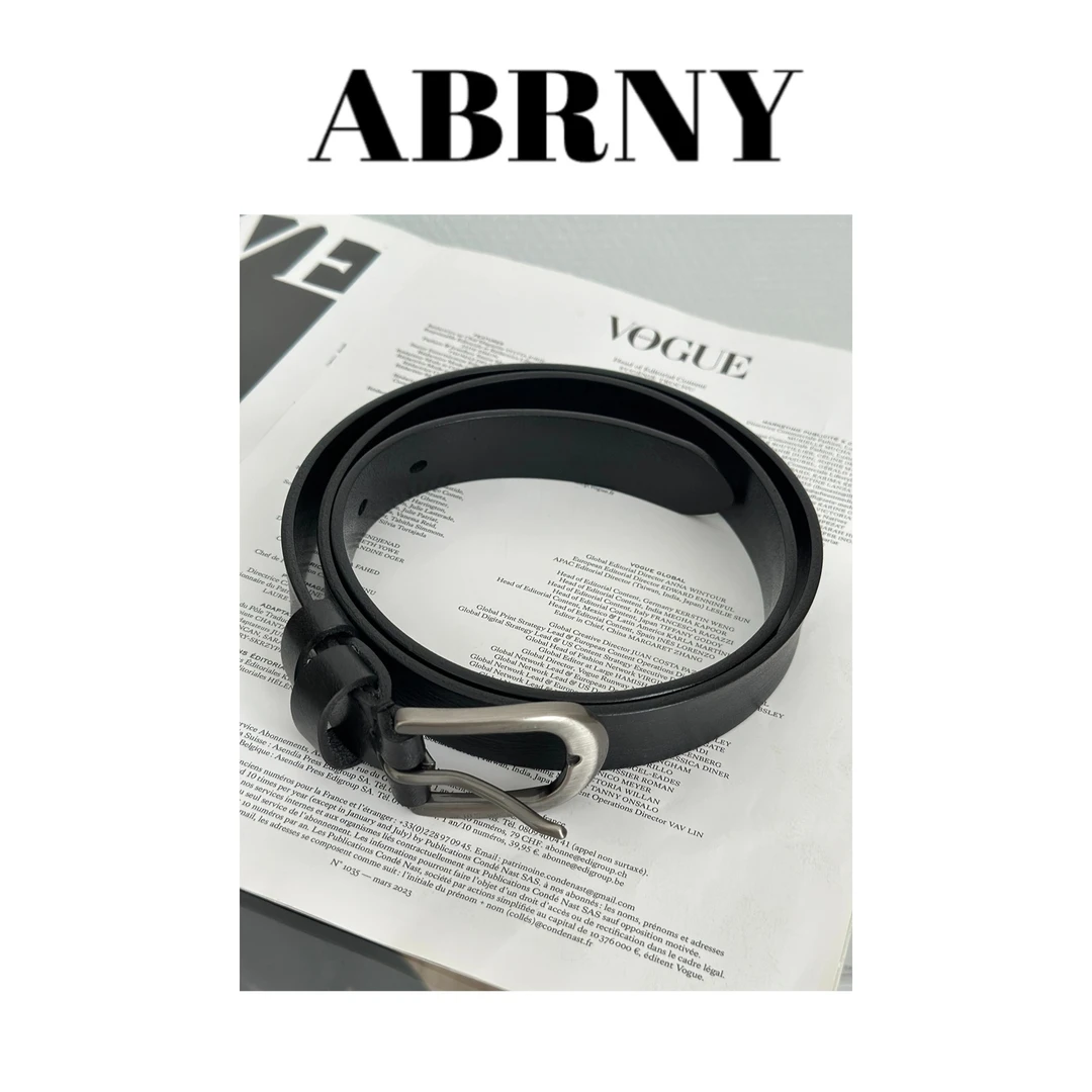 许小黑【搭配主义】新款真皮牛皮银扣腰带女士皮带中古轻奢053