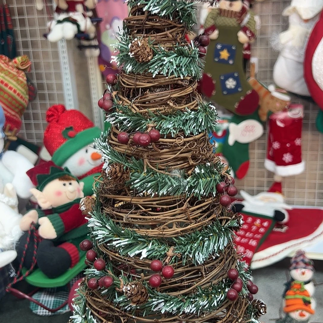 毛绒40cm藤圈圣诞树