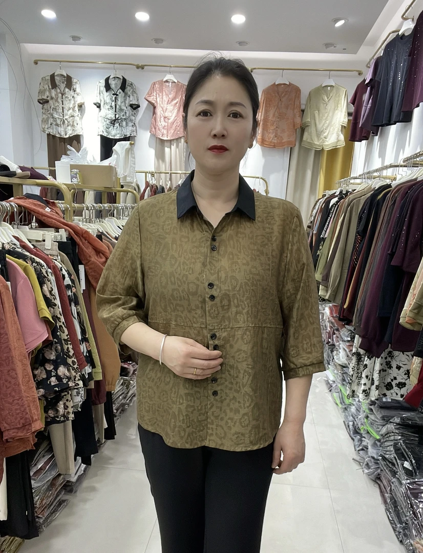 【丽人坊】春夏款小衫 七分袖拼接领 洋气豹纹 宽松显瘦 豹纹43款