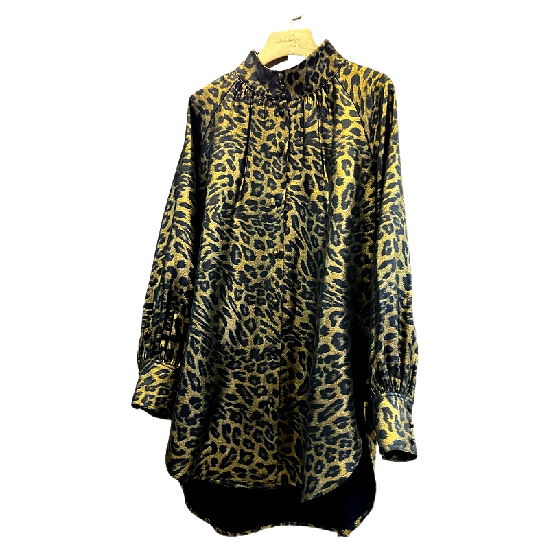 经典豹纹 时尚长袖宽松大码显瘦衬衫中长款女士百搭休闲女装上衣