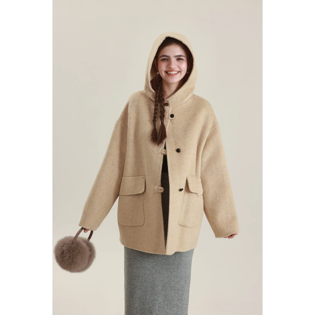 花栗鼠小姐 首尔落雪季 版型top！高克重双面呢