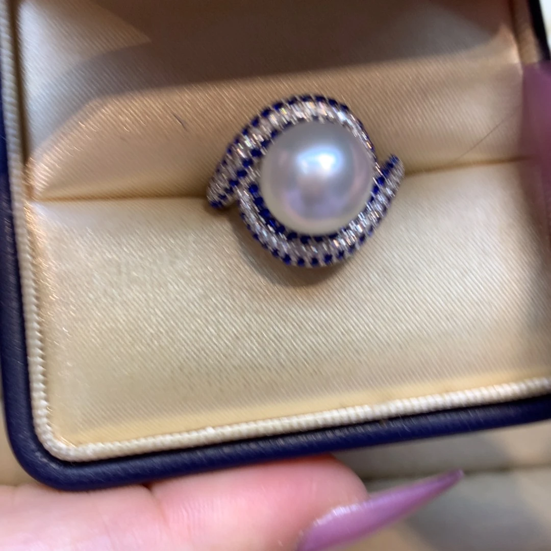 银S925镶嵌戒指海水珍珠