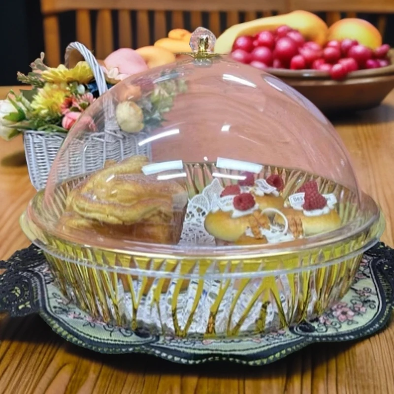 30CM带盖带布垫馕盘子面包透明亚克力发货盘子新疆发货家用nandan