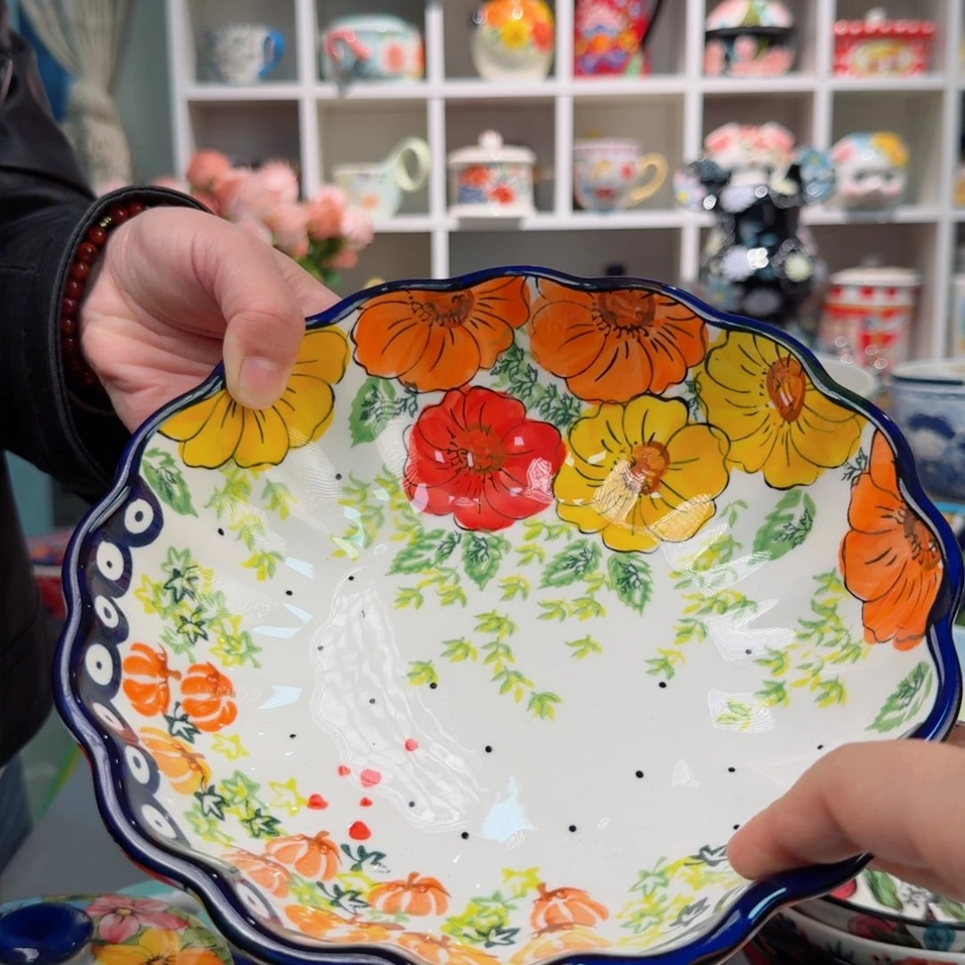 瓷片8英寸南瓜猫深盘一只