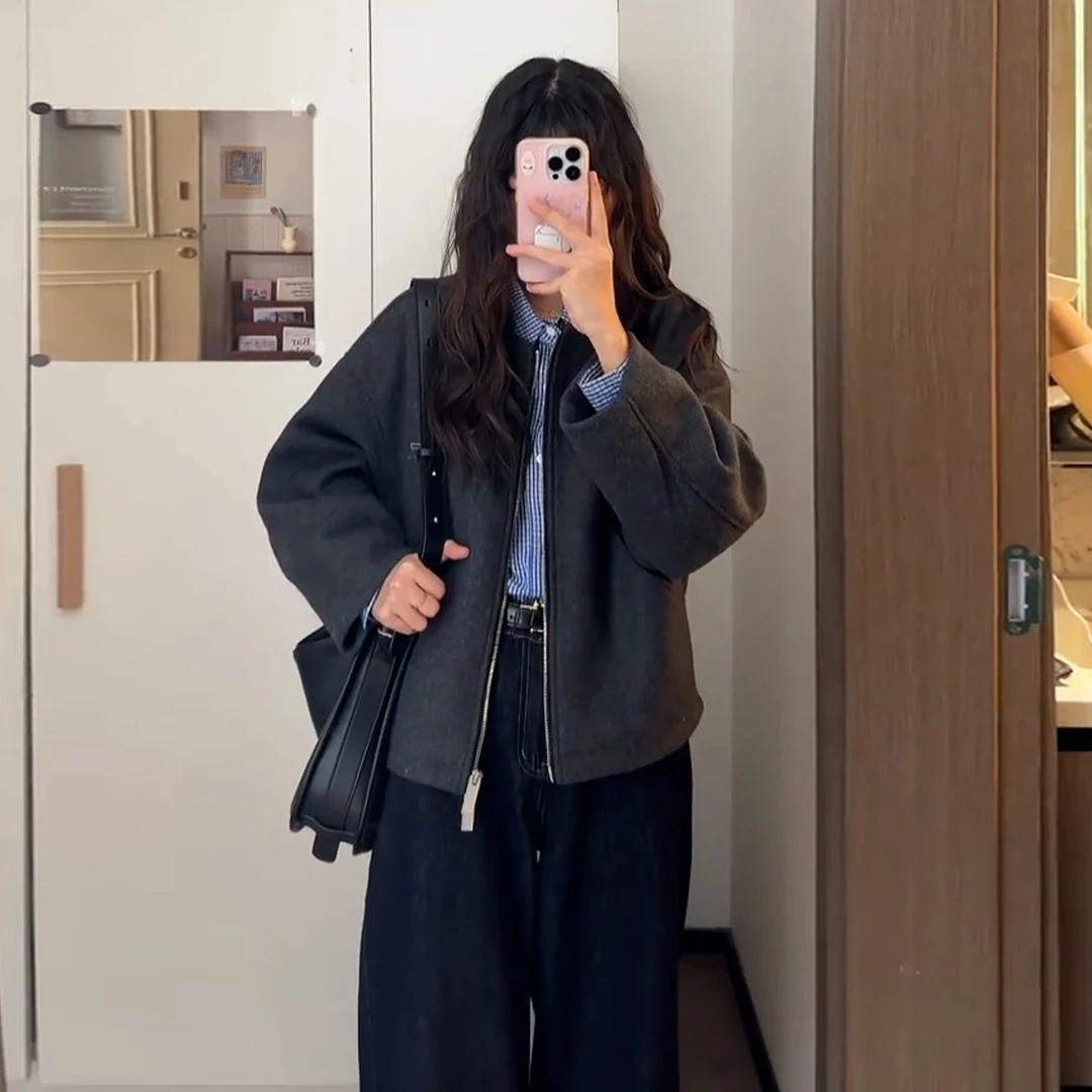 短款休闲百搭复古宽松韩版秋冬网红时尚ins上衣短外套小个子秋季