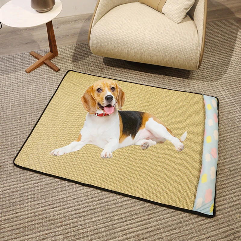 狗窝凉席垫夏季宠物冰垫猫咪降温用品猫窝高颜值宠物冰感藤编凉垫