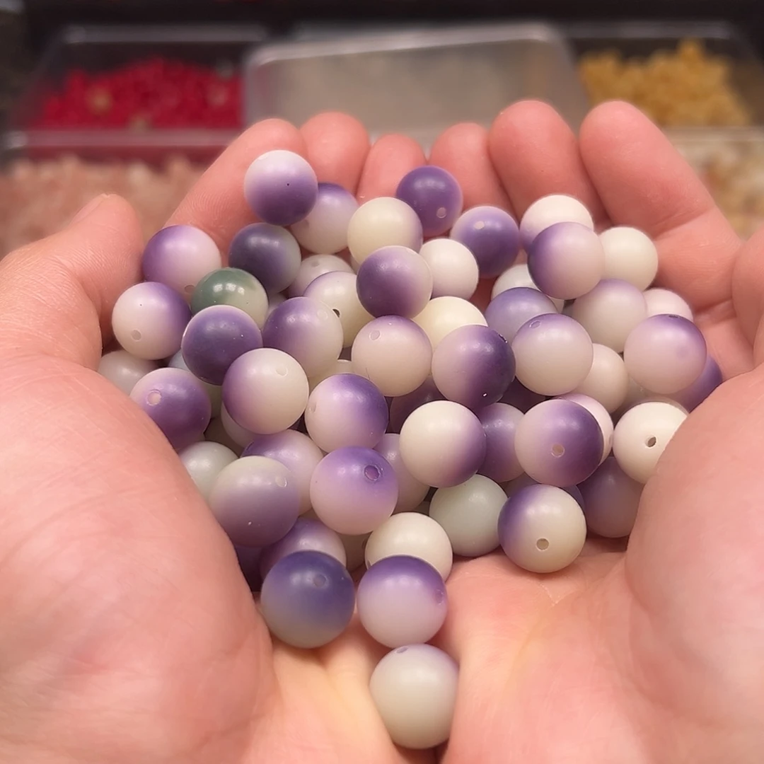手串菩提根/象牙果120颗紫玉蝶圆珠13尺寸