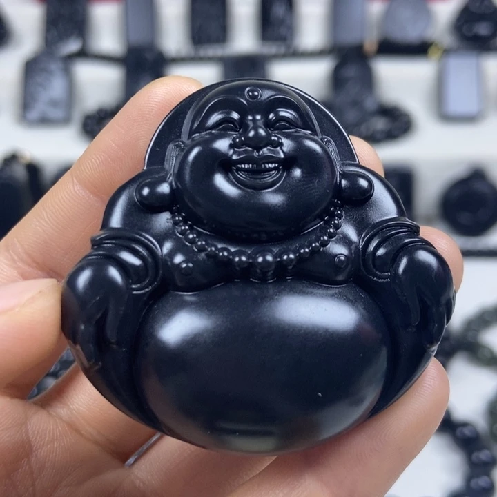 颈饰未镶嵌和田玉（墨玉）佛公