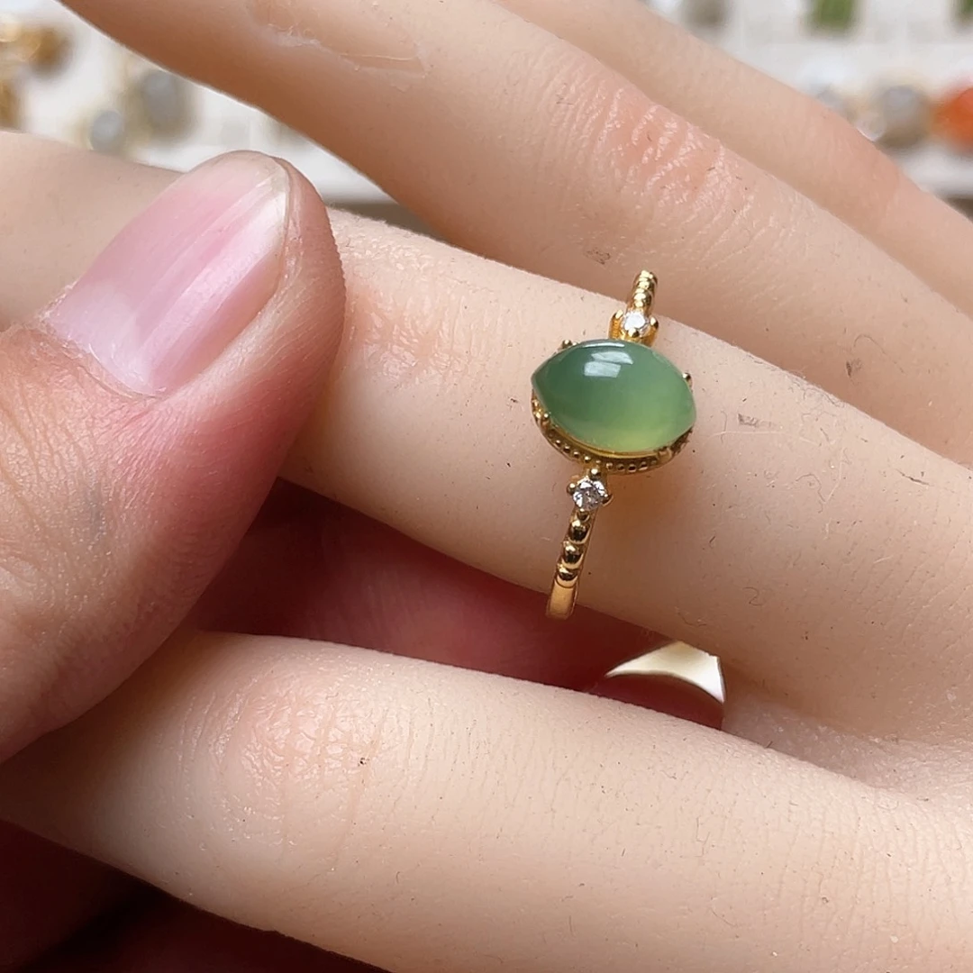 和田玉戒指银S925镶嵌