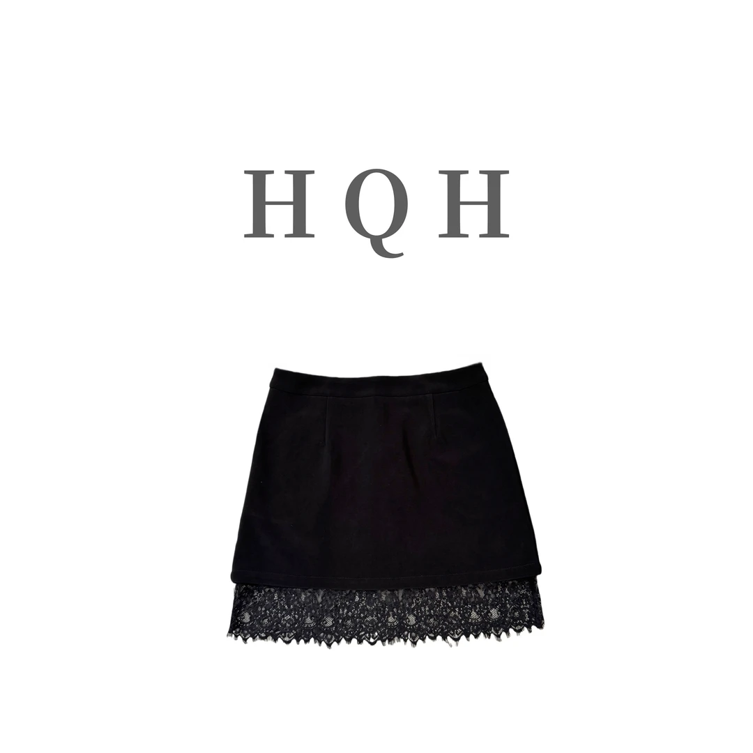 『2115#』君君定制后拉链蕾丝拼接轻奢时尚港风包臀显瘦短裙