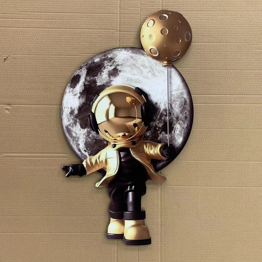 木雕异形装饰画背景挂画卧室餐厅儿童房壁画装饰月球宇航员632