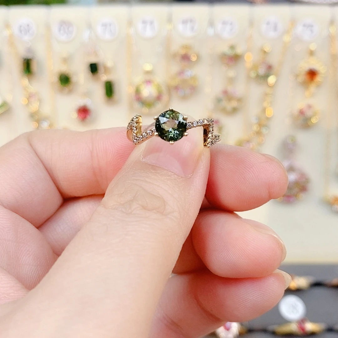 碧玺戒指银S925镶嵌