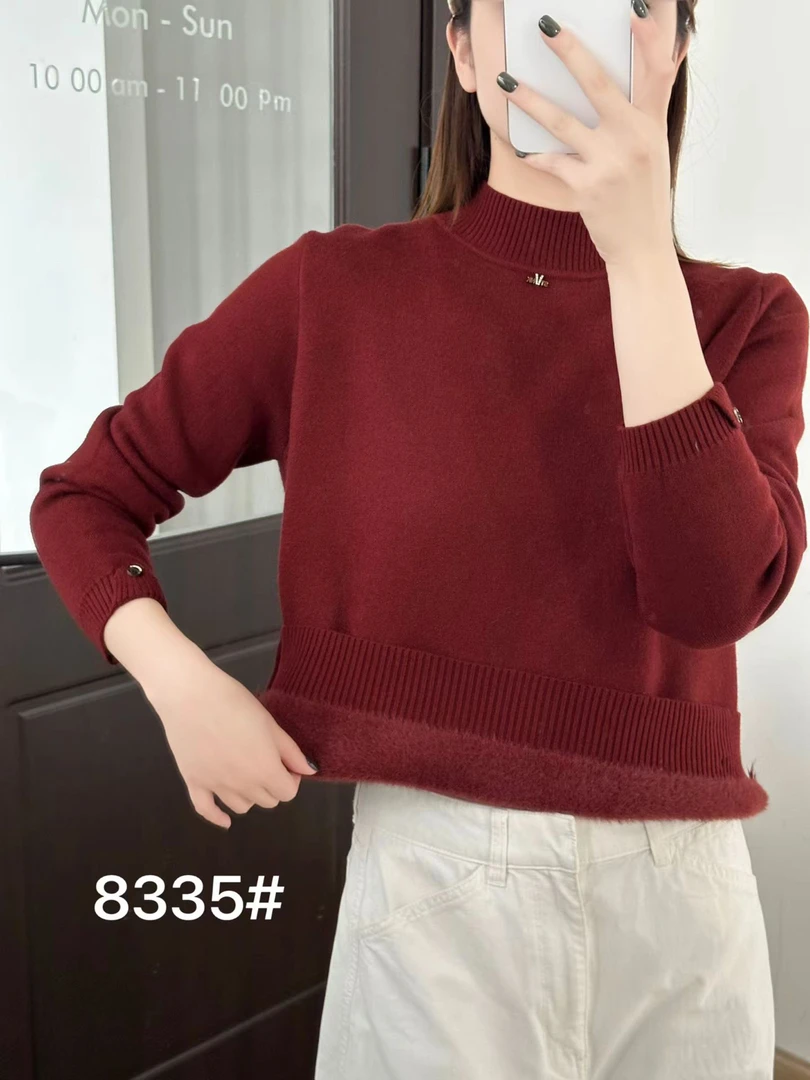 【衣联服饰】精品妈妈款冬季加绒高领打底上衣8335