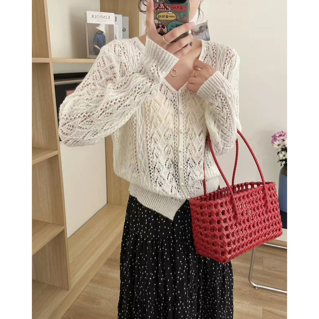 MEIZHENZI【团团云朵】2025早春时尚气质针织开衫女毛衣外套H1028