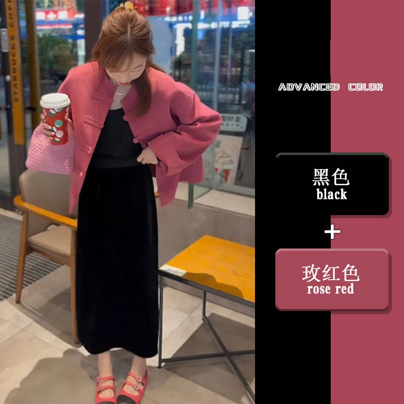 2025新中式春秋新款盘扣气质设计款显白外套优雅高级感半身裙套装