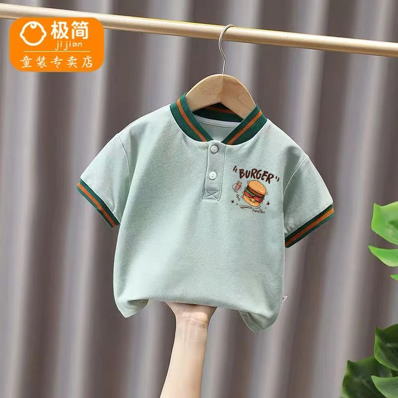 男童夏季短袖t恤2025新款中小童儿童洋气酷帅男孩百搭休闲polo衫