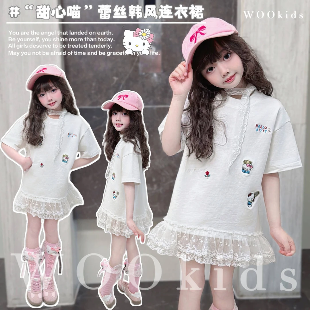 现货-WOOkids8【丝带喵】亲子兄妹欧若风童装短袖连衣裙W25011102
