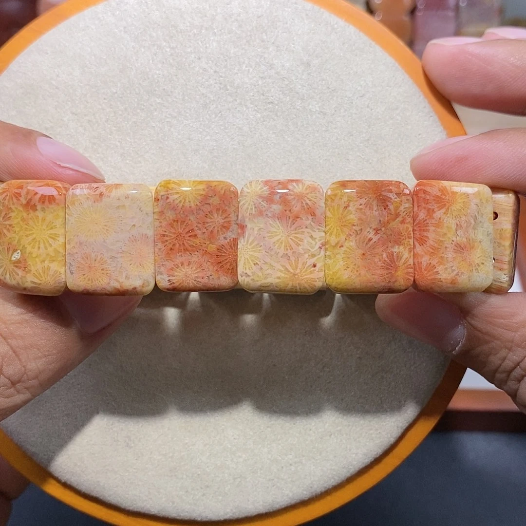 硅化珊瑚（珊瑚玉）手链未镶嵌钟*