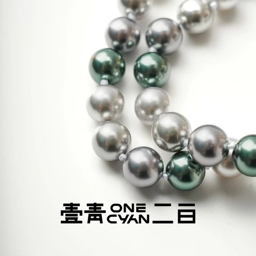 ONECYAN 吊坠925银 《峦雨》灰调三色串珠项链