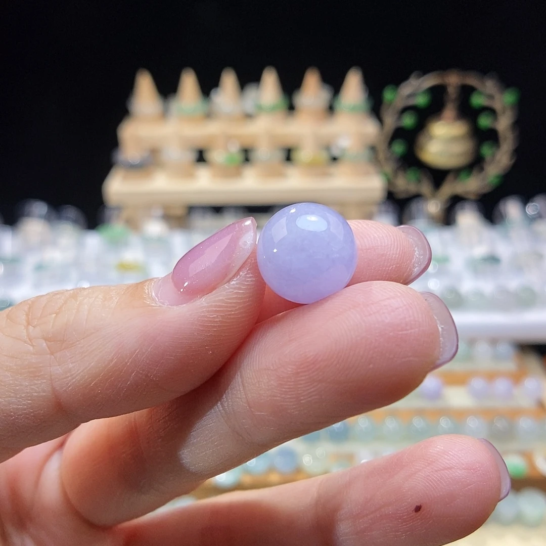 未镶嵌戒指翡翠12粉紫圆珠