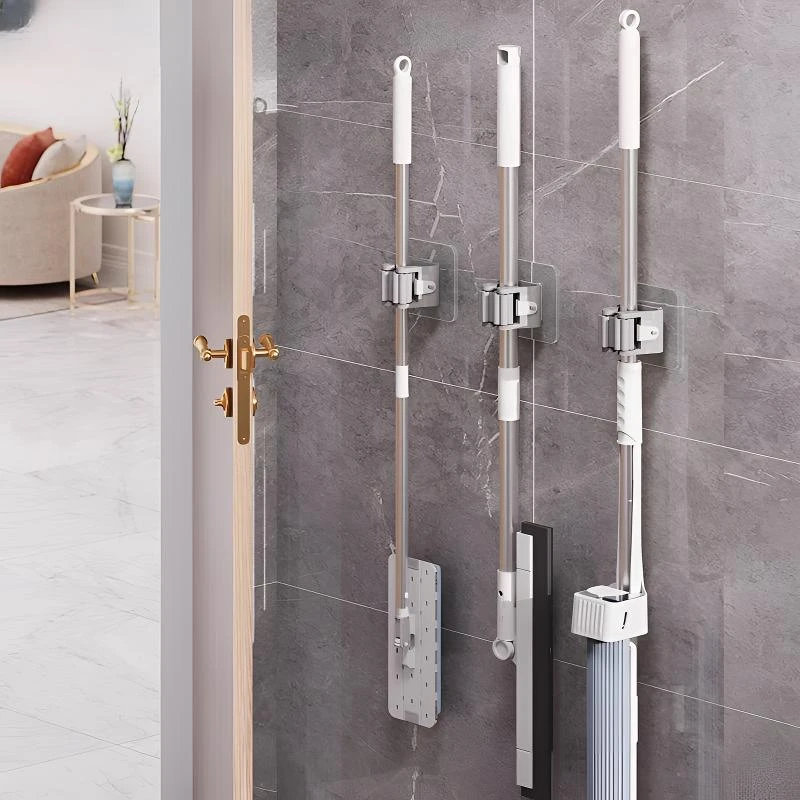 【抢包邮】拖把架免打孔夹挂钩卫生间挂架神器强力壁挂收纳承重厨房