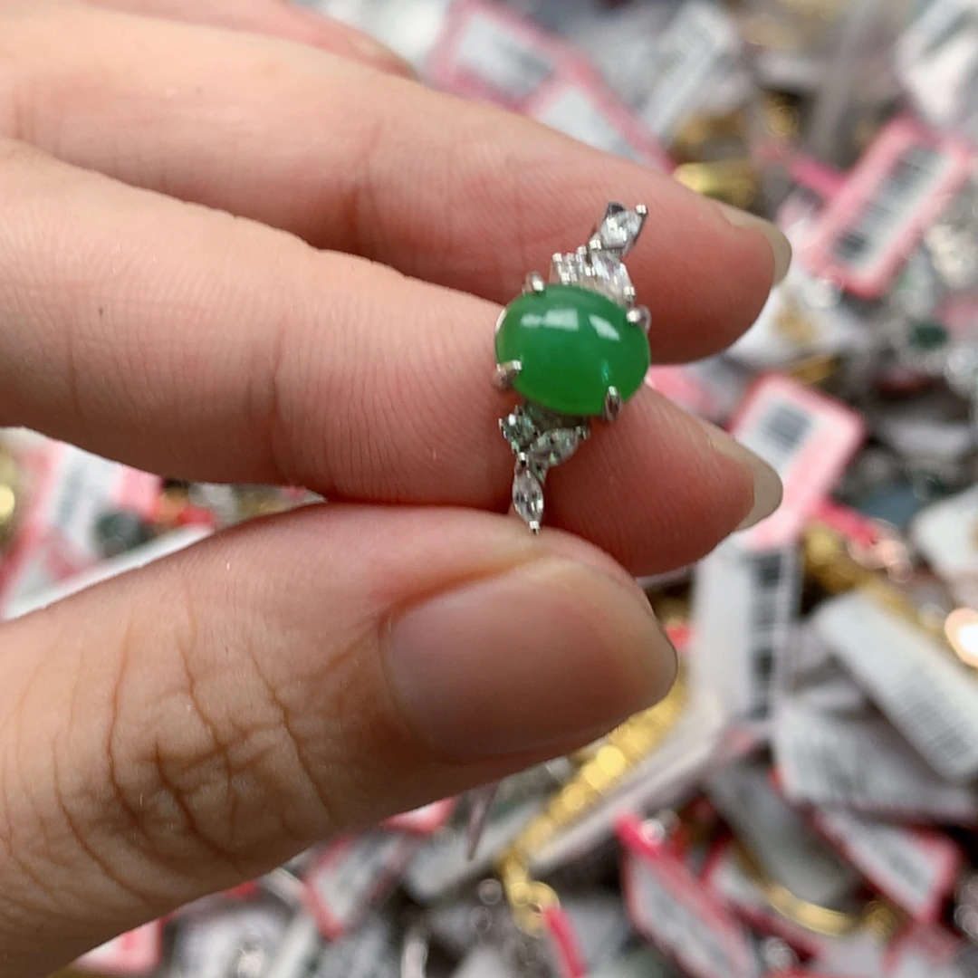翡翠戒指银S925镶嵌