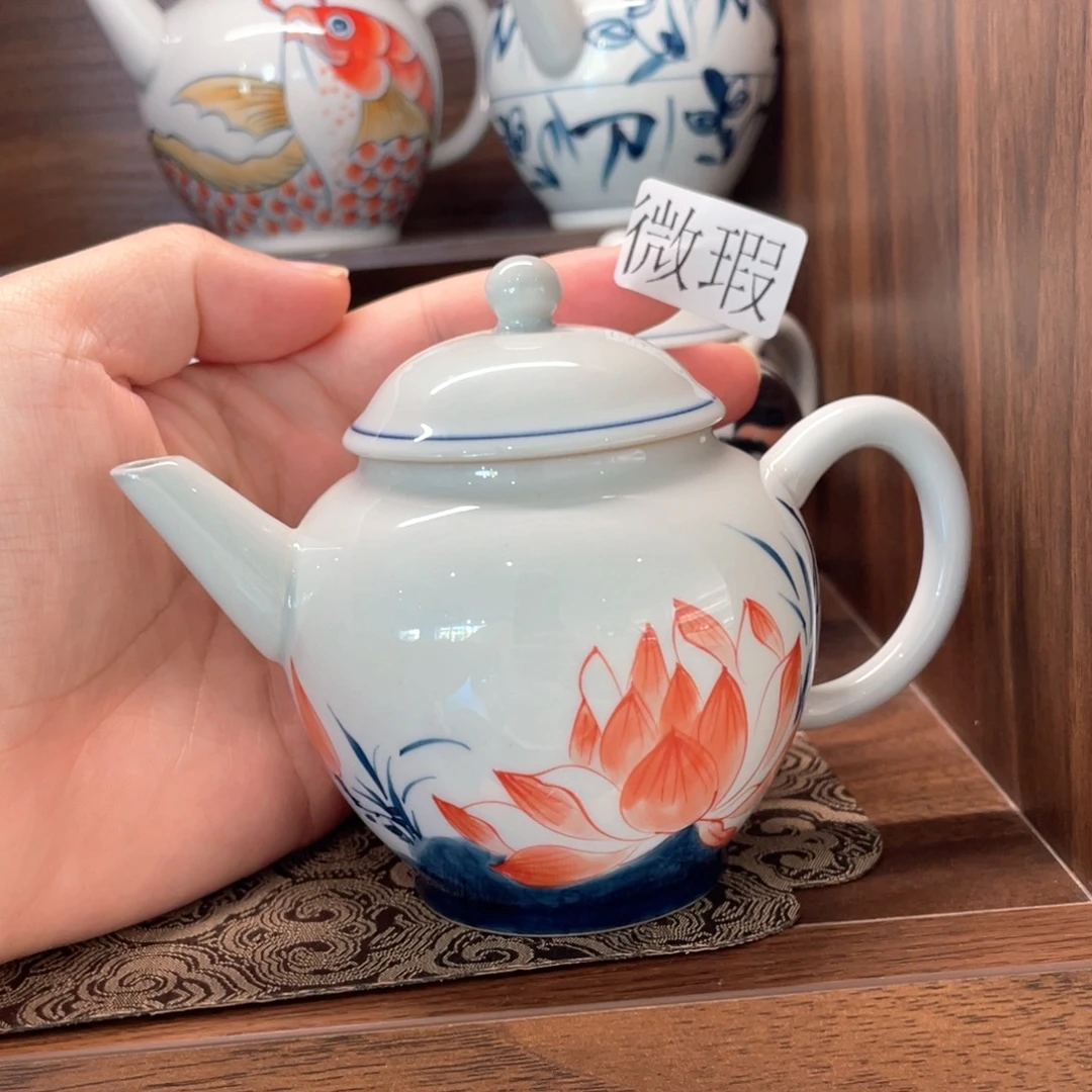 釉下手绘茶具微瑕