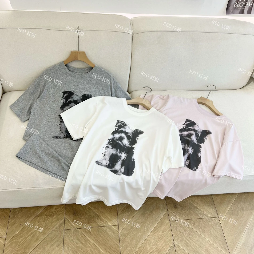 2025夏季新款狗狗图案印花凉爽冰感雪花棉休闲短袖