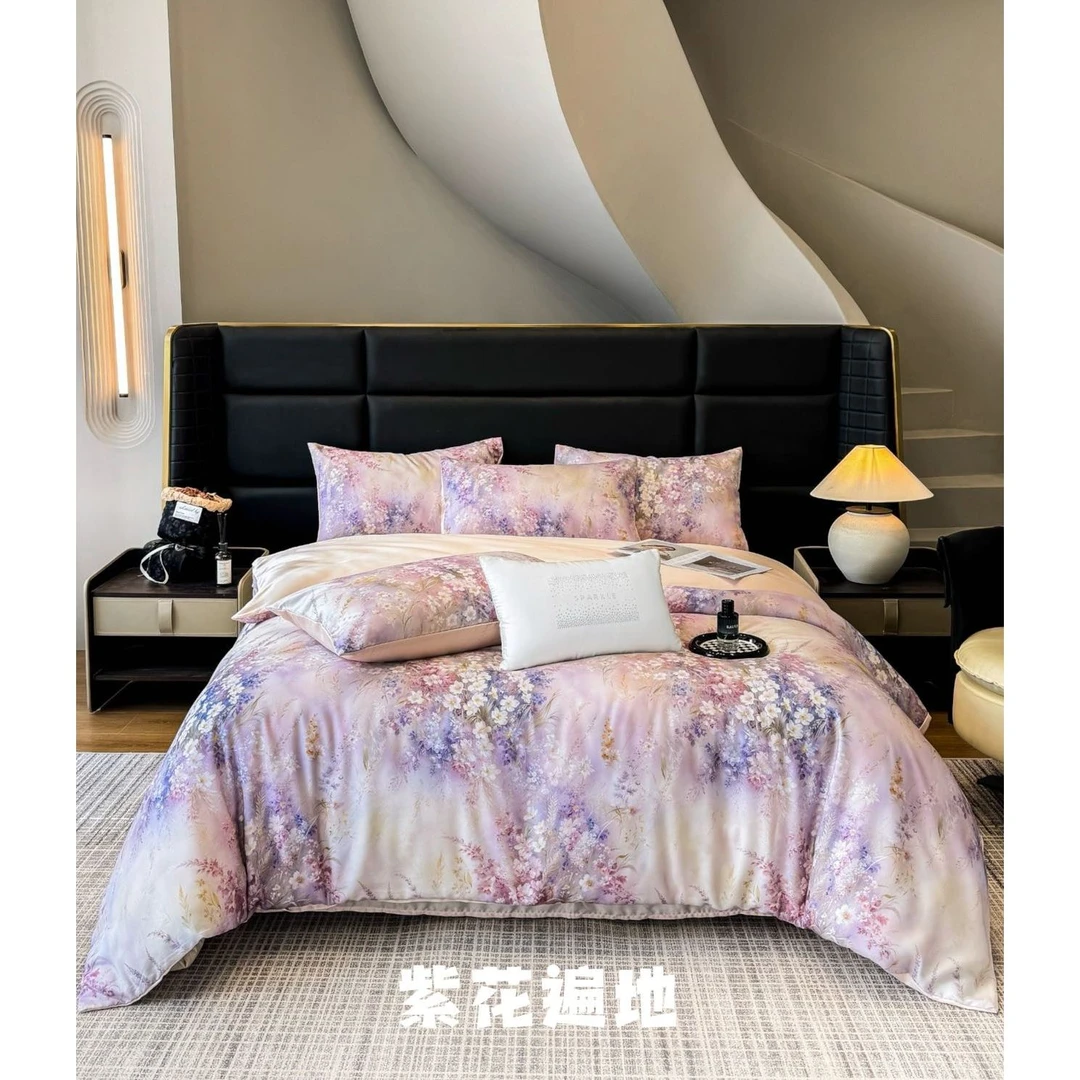 【晴美】莱赛尔数码印花四件套-紫花遍地