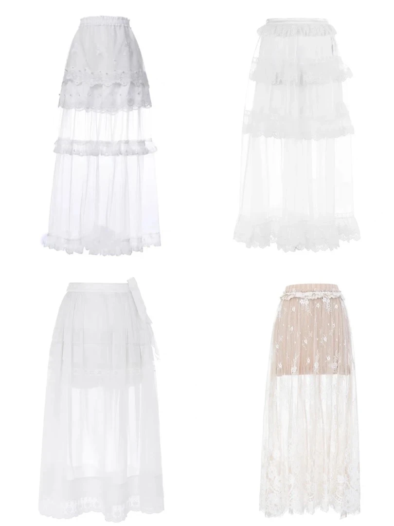 辰辰服饰白色花朵衬衣白色纱裙