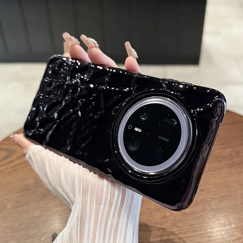 适用于华为mate70pro+手机壳新款电镀黑mate60立体褶皱pura70硅胶