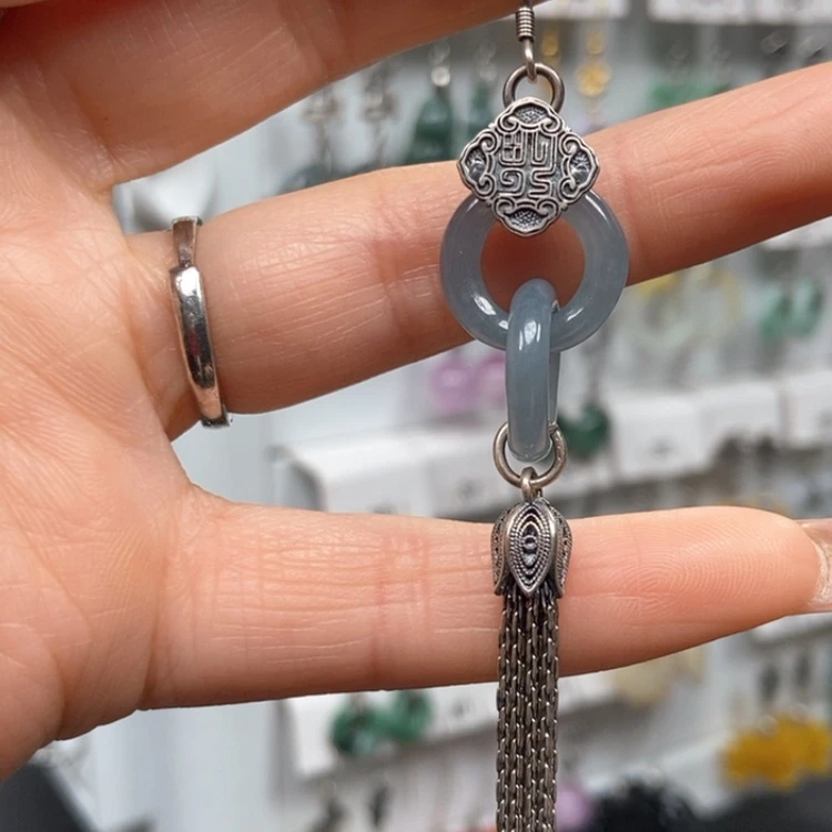 【闪购商品】翡翠耳饰银S925镶嵌蔓***光耳饰