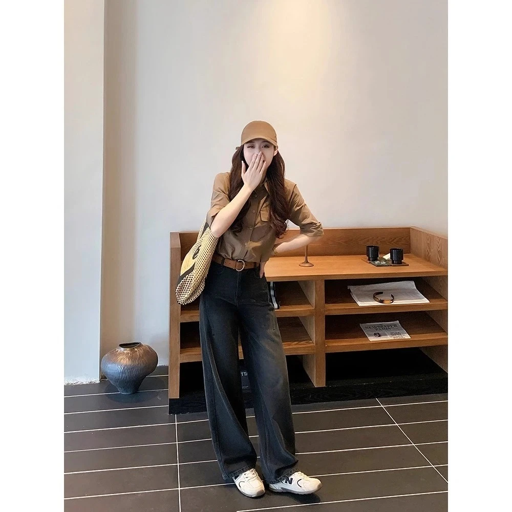 DUOXINIU/多喜牛/DaLin秋冬黑灰牛仔裤女窄版阔腿弯刀裤双11好物