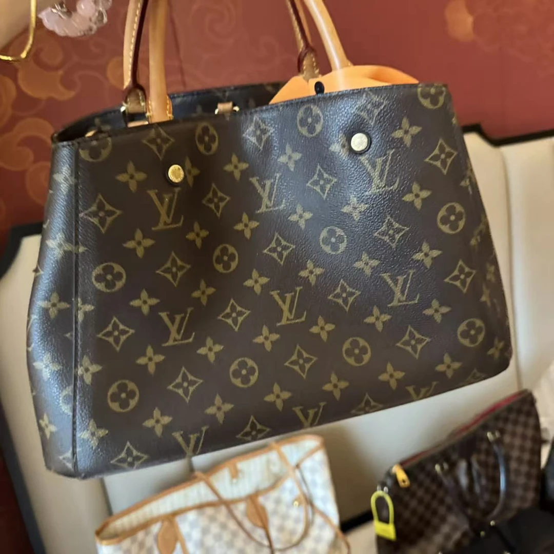 95新 LouisVuitton/路易威登 lv老花黄手提/二奢包包