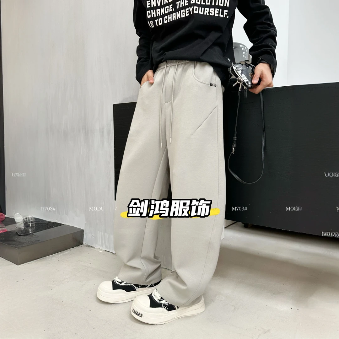 （700克）单层双纱四面弹高舒适性卫裤弯刀裤阔腿休闲裤