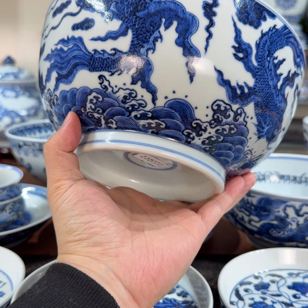 灵***山瓷摆件宇泽堂锦鲤大鱼化龙大碗