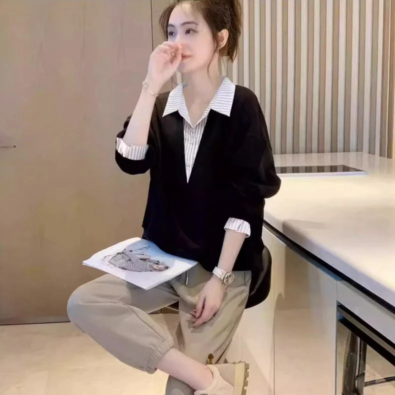 假两件拼接设计感女装衬衫2025秋季新款简约百搭洋气上衣高级感潮