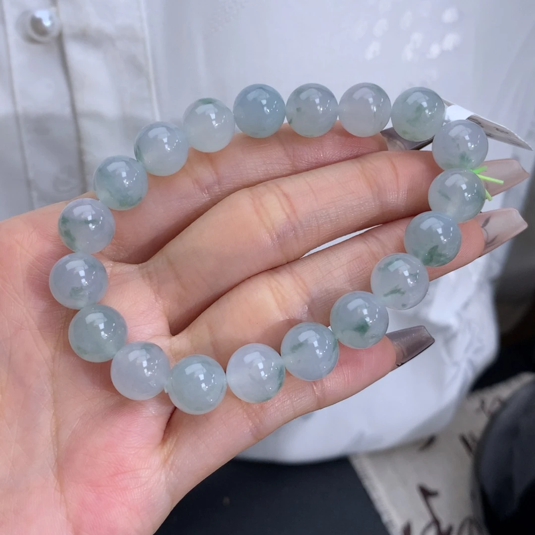翡翠手链未镶嵌卡9.9冰胶飘花手串