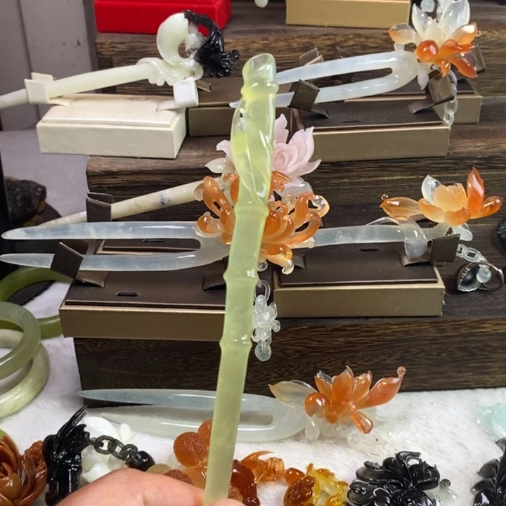 蛇纹石玉合金发饰