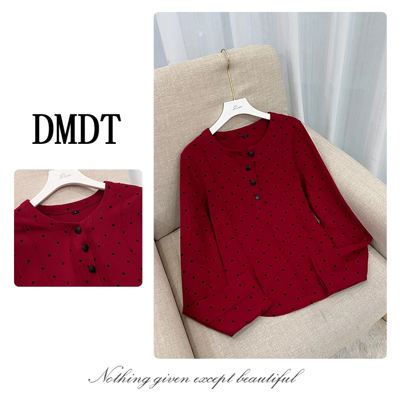 【DMDT潮牌】新品 “灵动音符”波点显瘦长袖百搭T恤243T4176