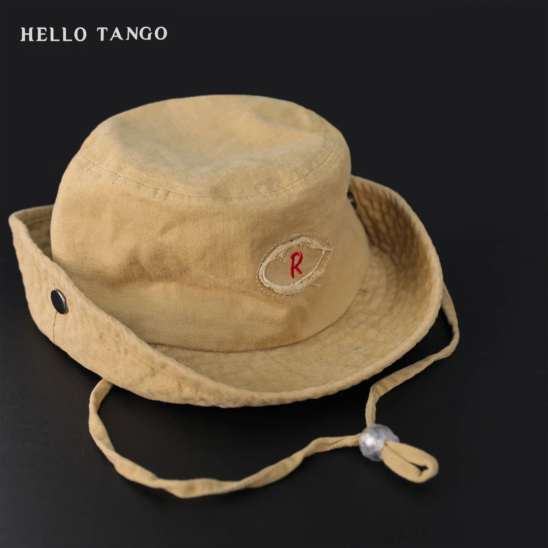 HELLOTANGO日系复古大帽檐户外登山渔夫帽