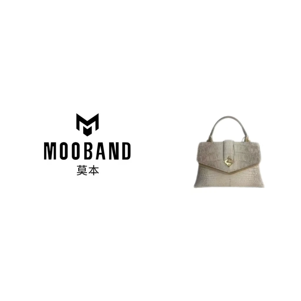 MOOBAND    2025上新手工鳄鱼皮手拎包3248DX-1  喜马白 玫瑰