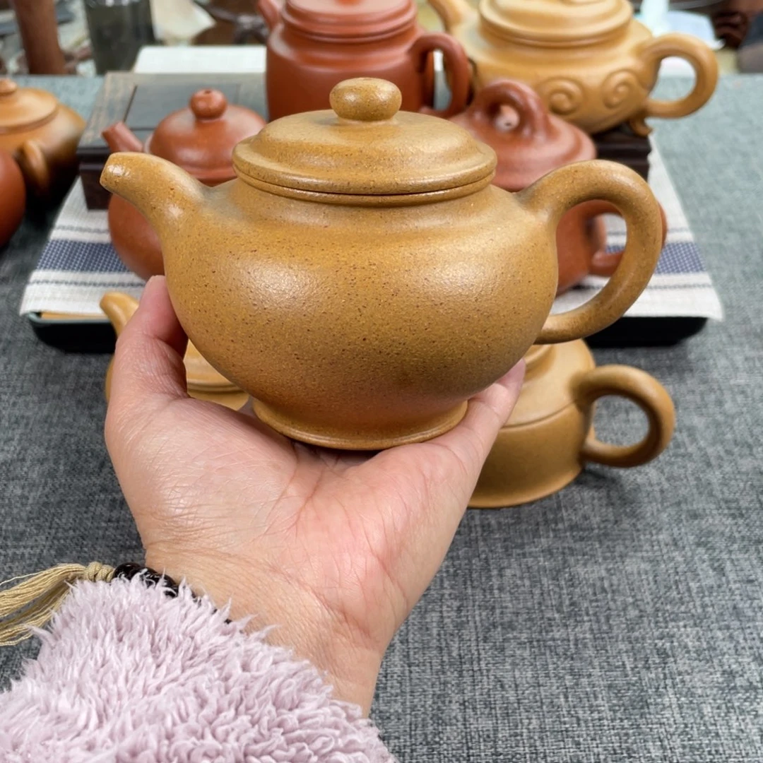 紫砂茶壶黄金段多只全手30目350