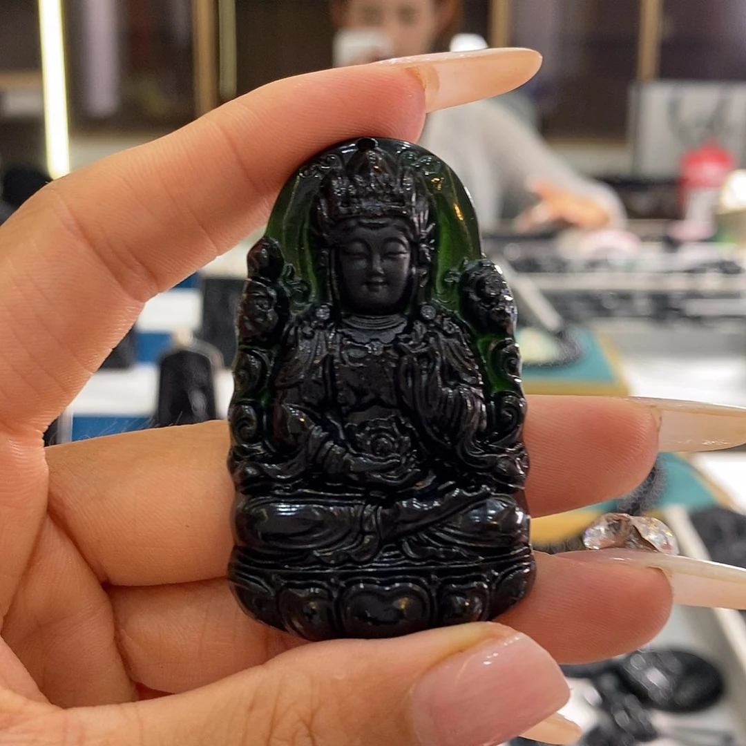二***椒蛇纹石玉未镶嵌吊坠