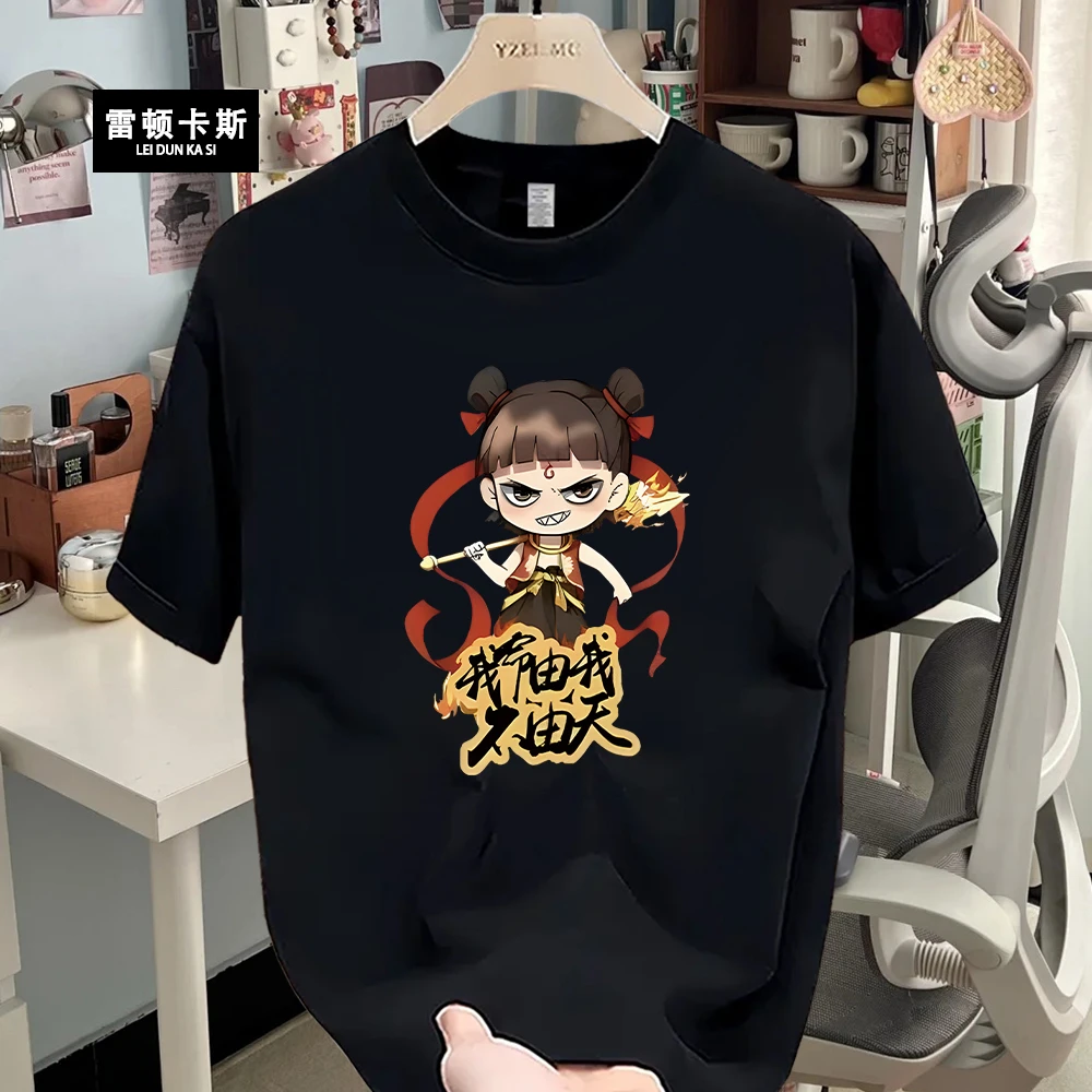 雷顿卡斯国风重磅纯棉短袖T恤青年男女款夏季潮牌哪吒之魔童闹海
