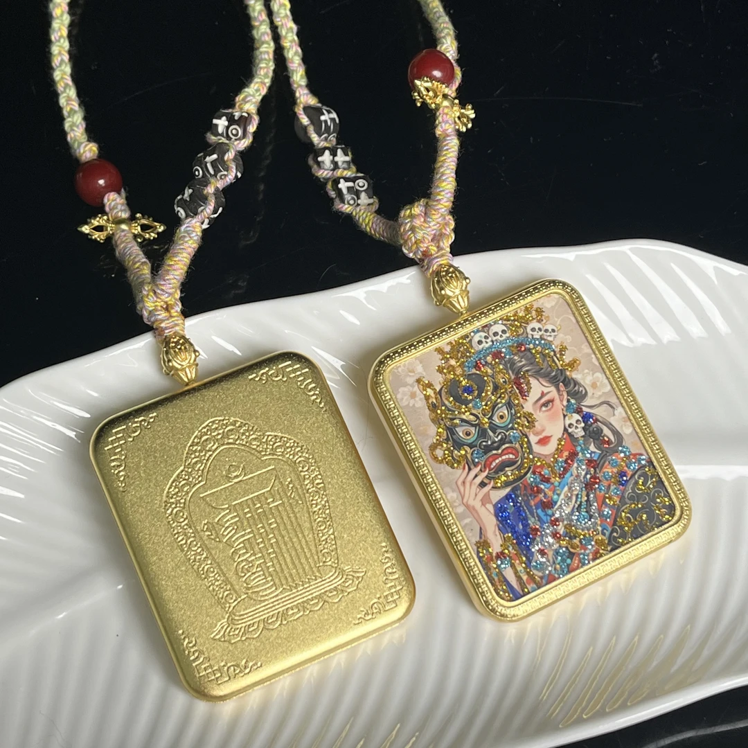 纯手绘彩金唐卡扎基拉姆吊坠TK7多样性发其一