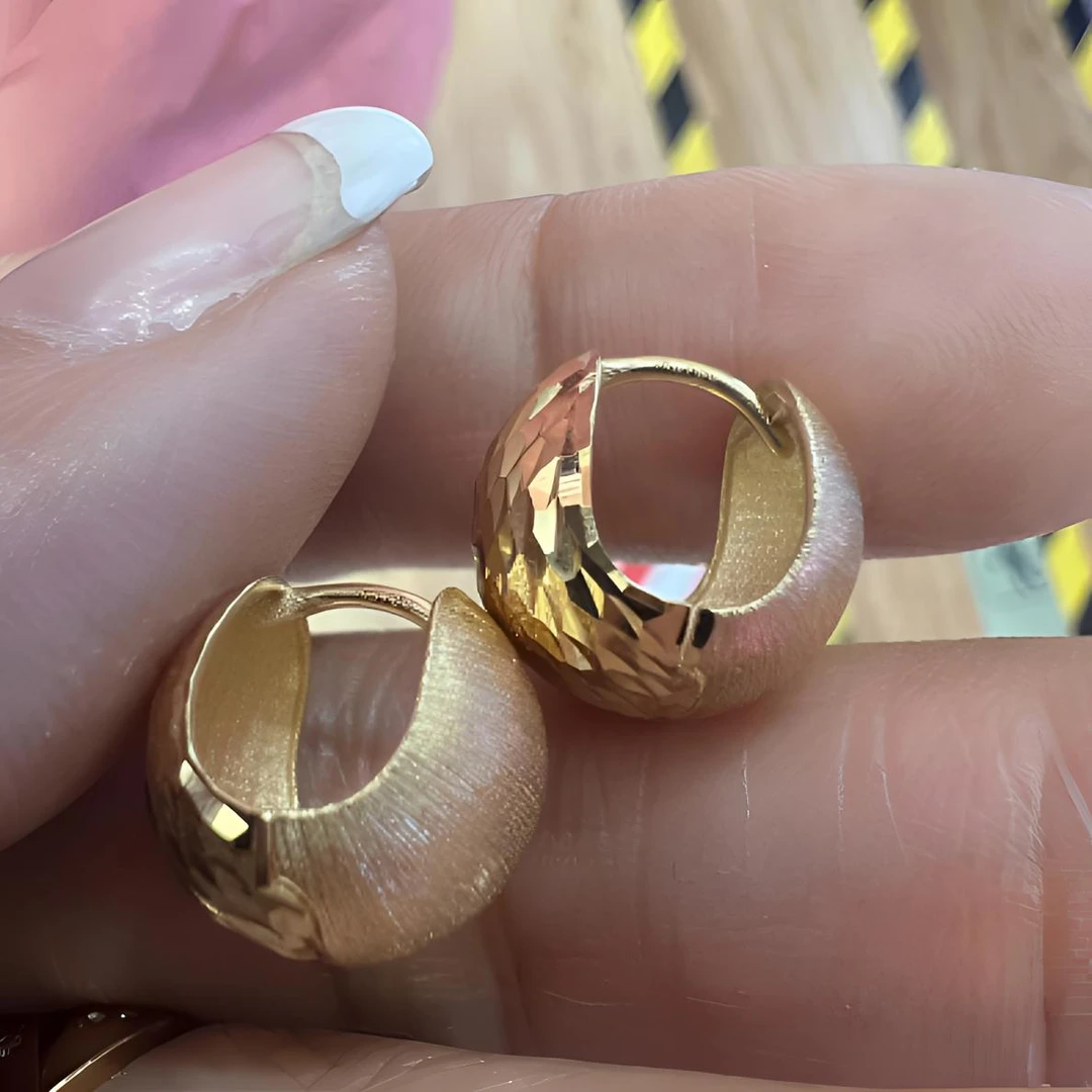 18k金Au750 车花耳球 简约大方时尚优雅知性